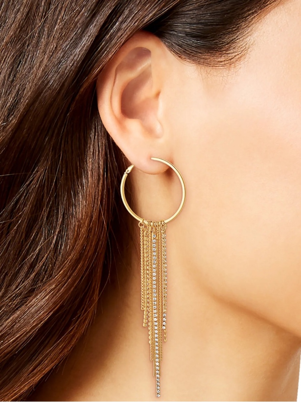Jessica Simpson Women's Fringe Drop Hoop Earrings *NEW*